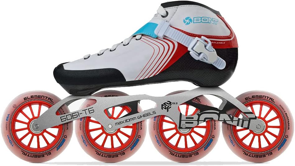Bont Skates - Inline Speed Skating Racing Skates - GT4 Skate Boots + 6061 Frame + Elemental Wheels + ABEC5 Bearings
