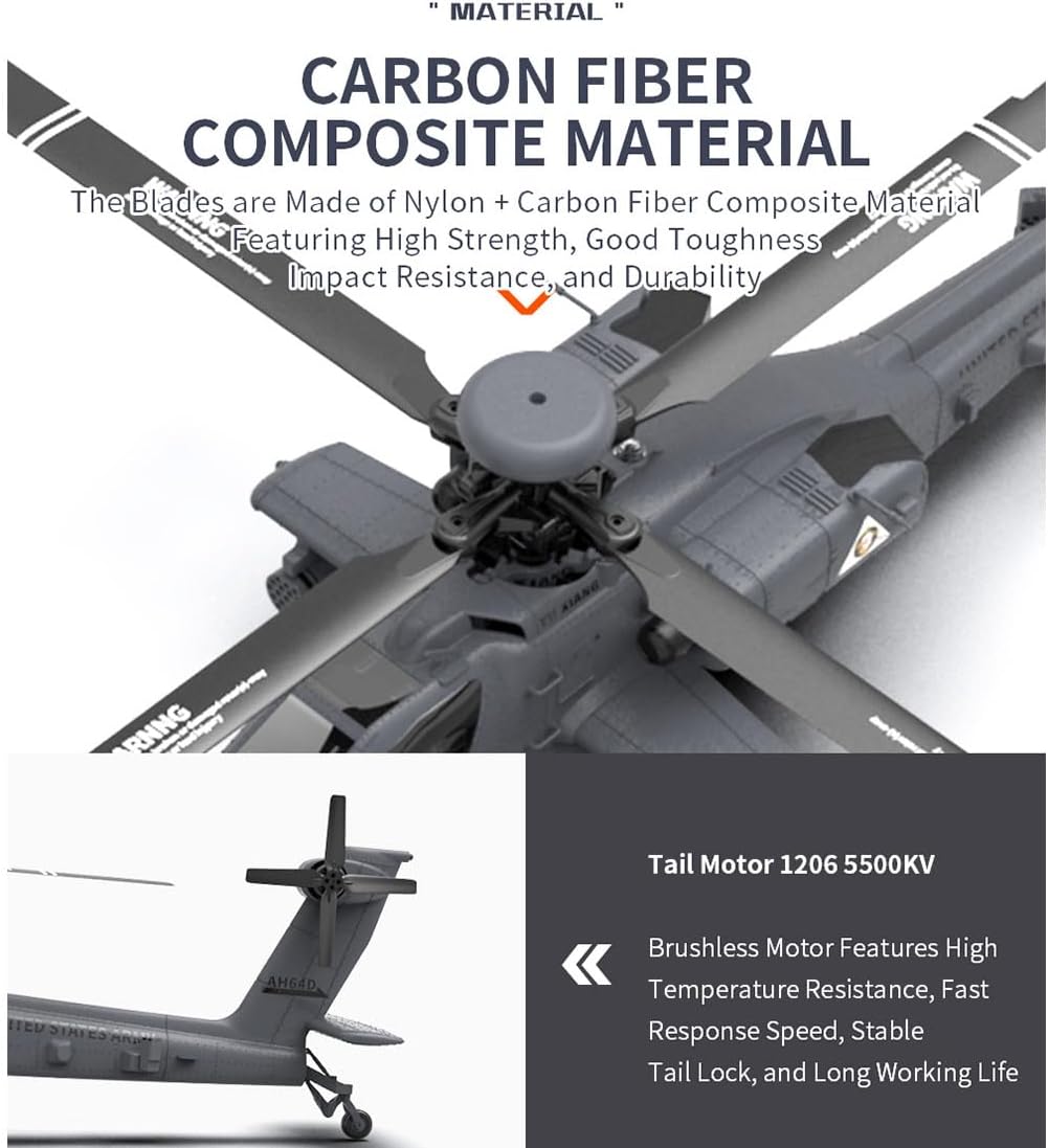 F11-S AH64 RC Helicopter for Adults, 1/32 Scale 2.4G 6CH Dual-axis Co-Drive Flybarless Stunt RC Military Helicopter with GPS Flight Control System (RTF GPS Smart Version)