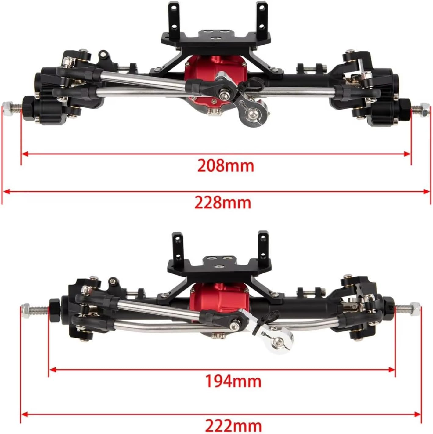 Rc Crawlers Axles For SCX10 II For Axial 90046 90047 CC01 For LCG 1/10 Front Rear Portal Axle Aluminum Integrated Chassis Parts RC Crawler Car(Silver)