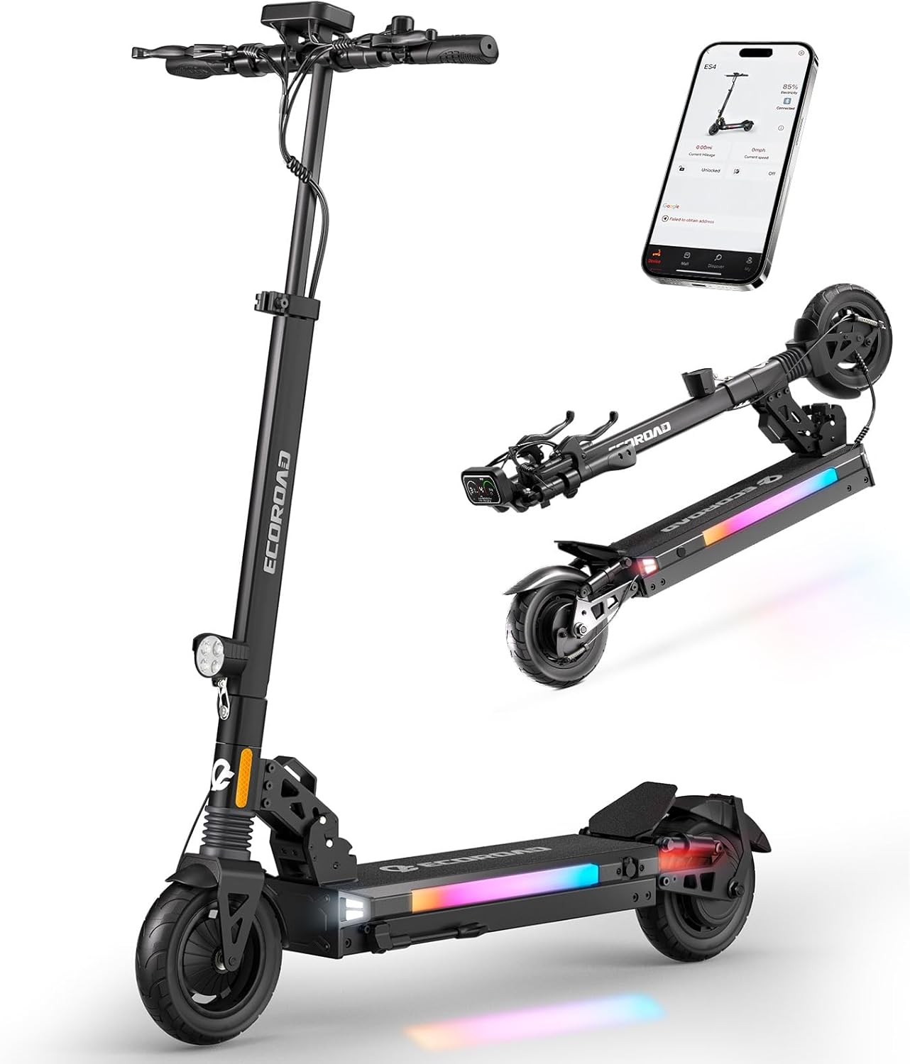 ECOROAD Electric Scooter Adults ES4/ES6, 800/1000W Motor & 25/31MPH Portable E-Scooter, 25/31 Miles Range, 8.5/10