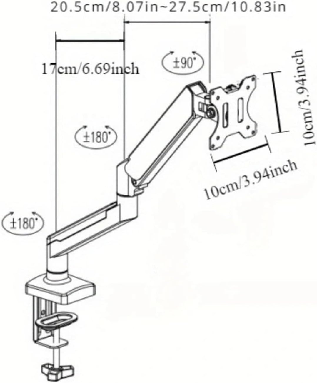 Single Monitor Stand Suitable for 13-32 inch Adjustable Monitor Stand Computer Screen Load 2-9kg Gas Spring TV Stand