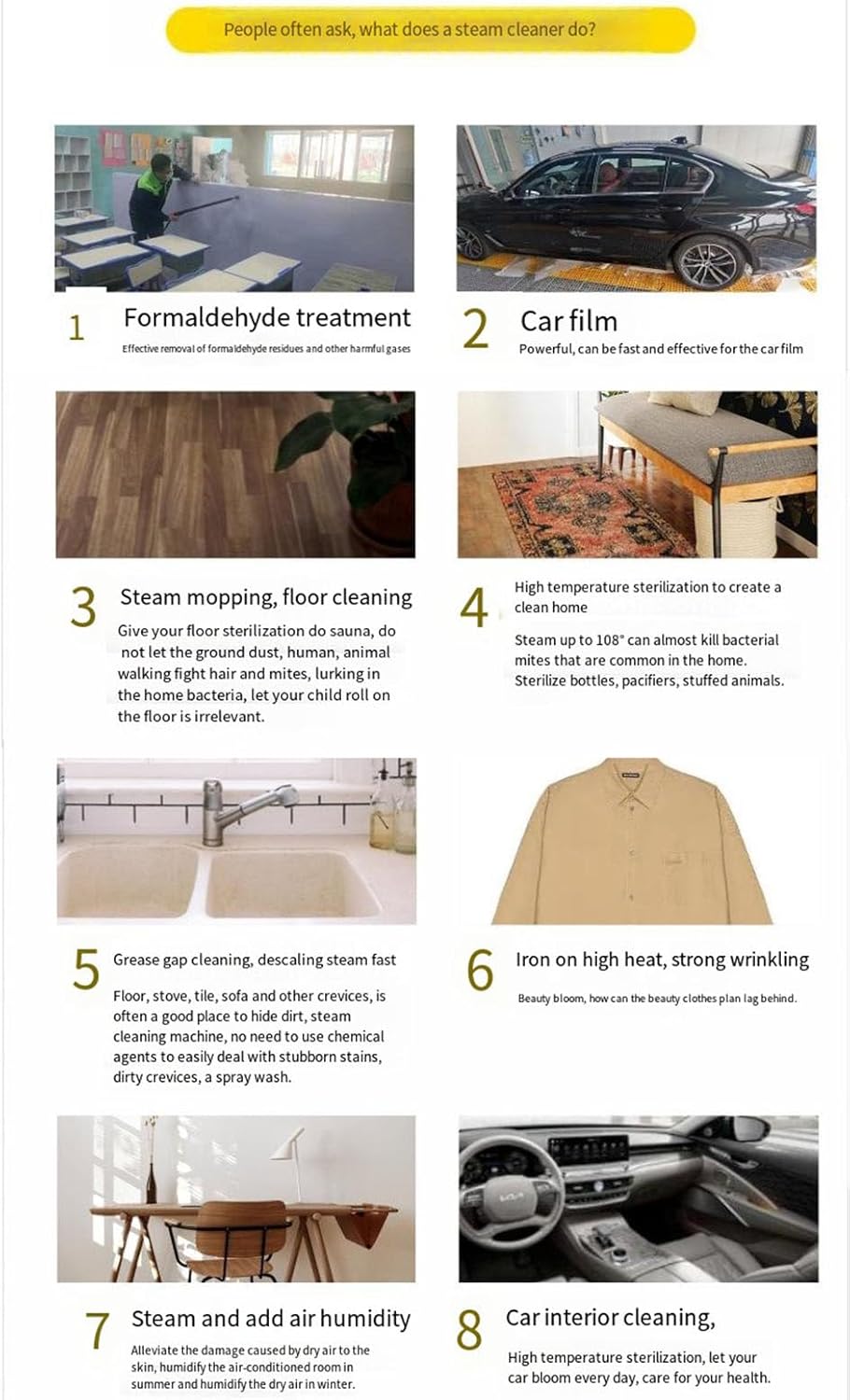 GAOQLX-RSDK Multifunctional Steam Cleaner 2000W 2L High Temperature Pressurized Car Cleaning Machine Household Cleaning Range Hood