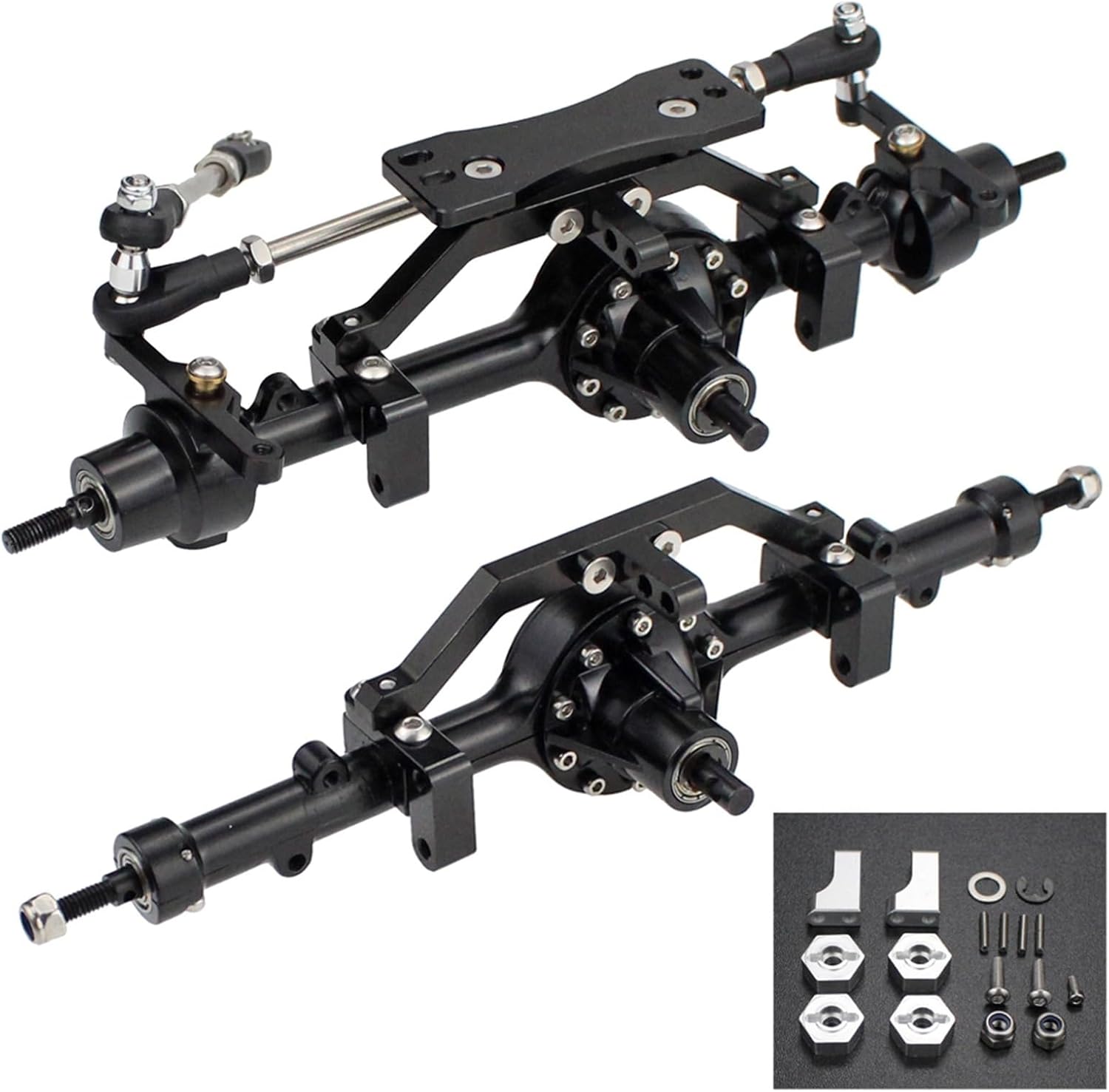 RC Spare Part Compatible with D90 Yota II Upgrade Parts Aluminum Alloy Front Rear Axle CNC Machined 1:10 RC Crawler Replacement Accessories(Rear and Front)