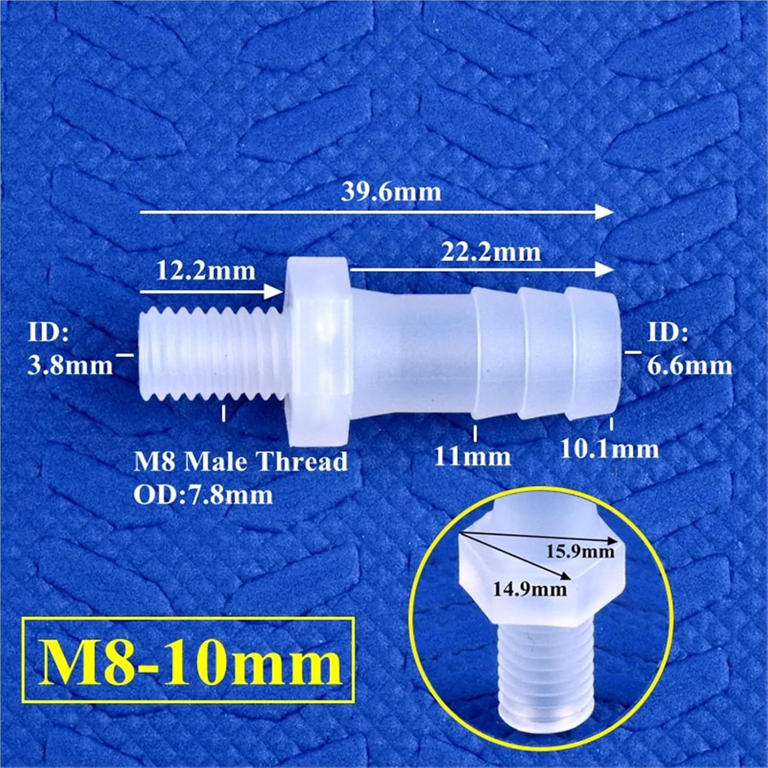 5~200pcs M5 M6 M8 Male Thread to 2~10mm PP Pagoda Direct Connectors Aquarium Tank Adapter Micro Irrigation Water Pipe Hose Joint(M8-10mm,200 Pieces)