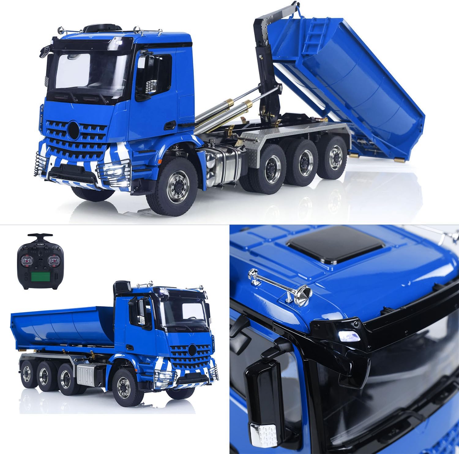 TOUCAN RC HOBBY 8x8 1/14 Hydraulic Remote Control Full Dump Truck BZ 3363 RC Roll On Off Tipper Metal Chassis Rail Differential Lock No Battery for Adult