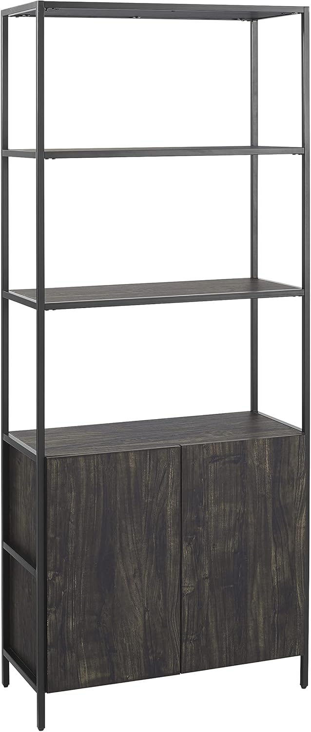 Crosley Furniture Jacobsen Large Bookshelf, Bookcase Storage with Shelves, Brown Ash