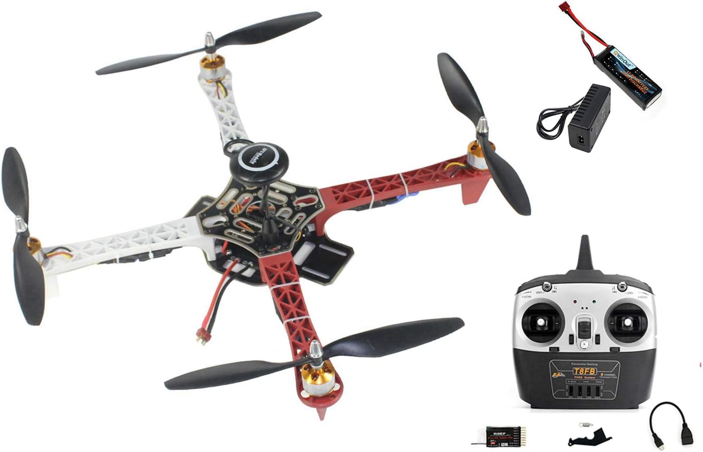 QWinOut F450 APM2.8 6M GPS DIY RC Drone Kit 450mm Frame RC Quadcopter 4-Axle UFO Unassembly Kit for Beginners (Full Set)