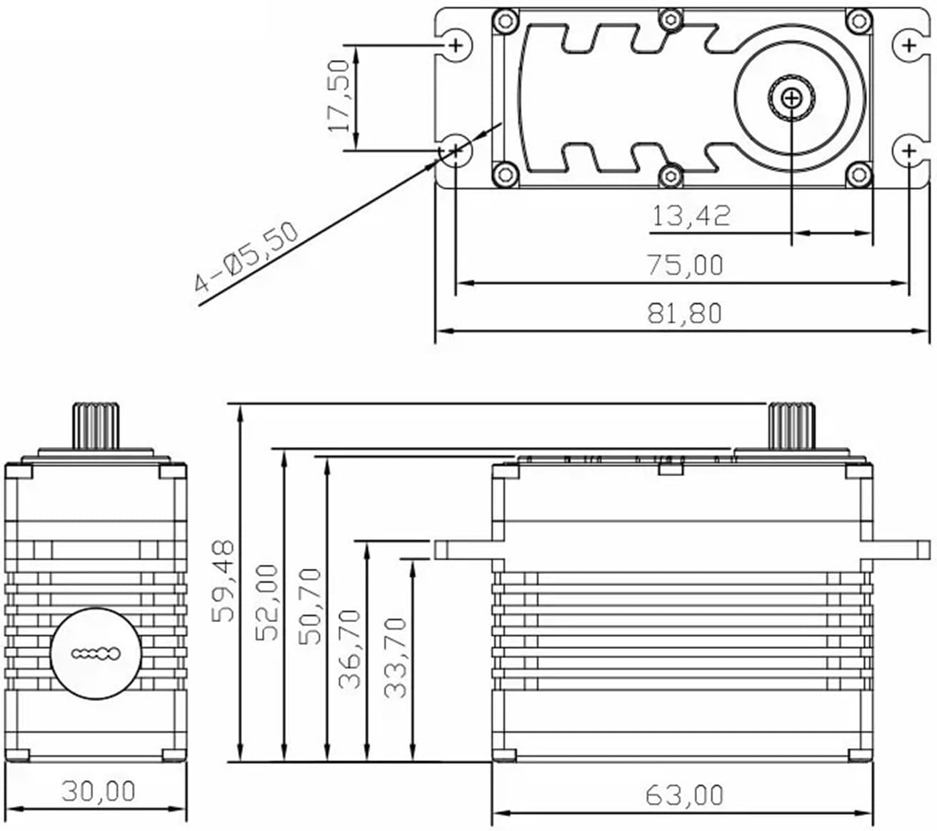 S120 259g 158kg cm 15V High Torque Geared Digital Servo