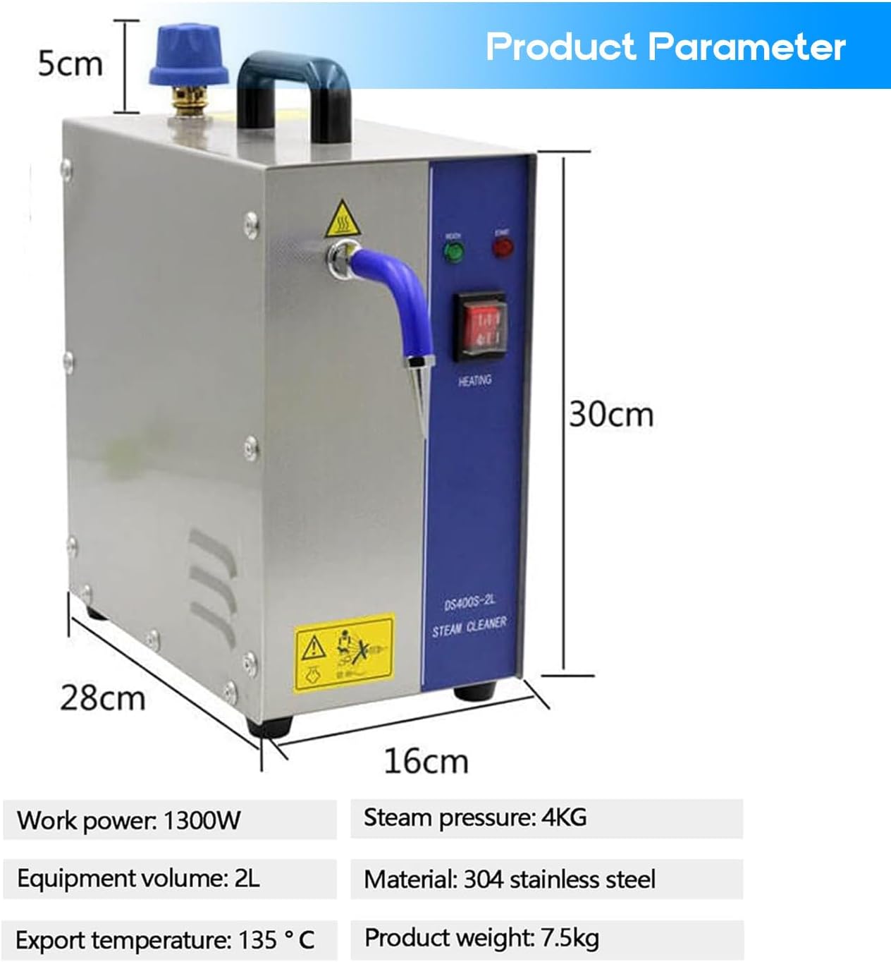 ylpddmm Jewelry Steam Cleaner - 1300W 2L Commercial Electric Gem Washer Cleaning Tool Stainless Steel Jewelry Washer Gold Sliver Jewelry Ring Steamer Cleaner Machine