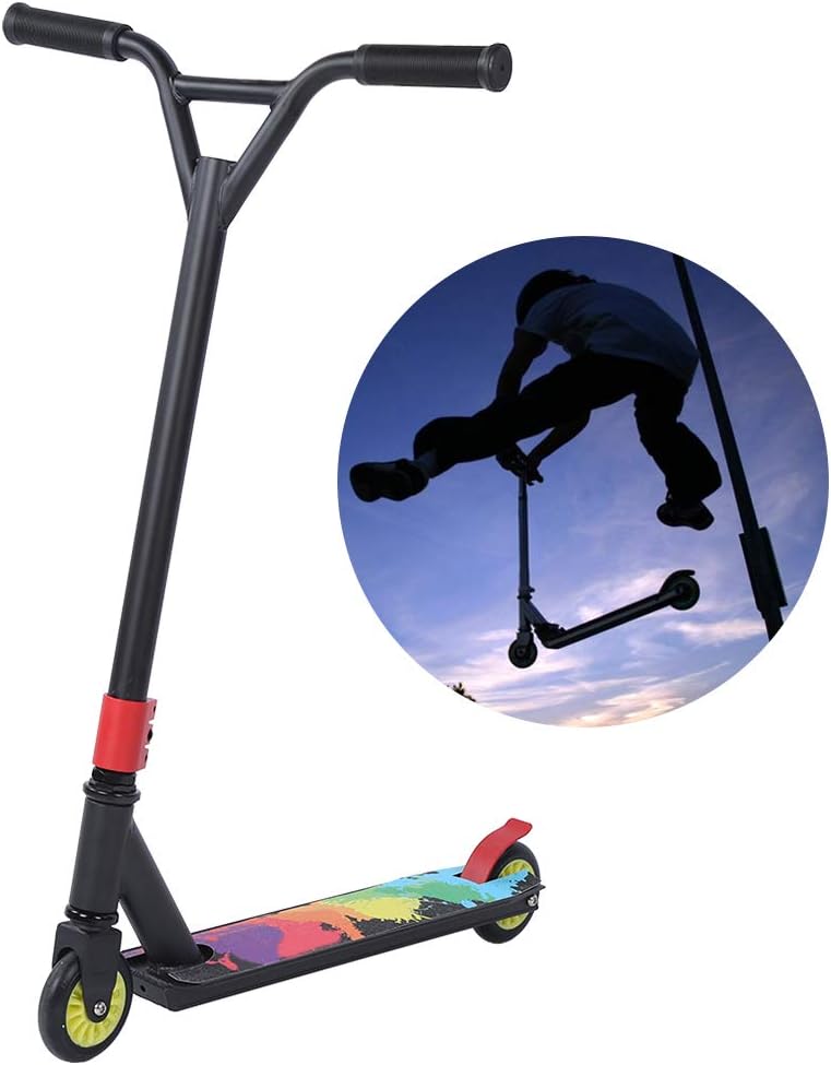 Portable Stunt Scooter, Adult Scooter Set with Aluminum y Wheels, Black for Commuting and Ad, Aviation Aluminum