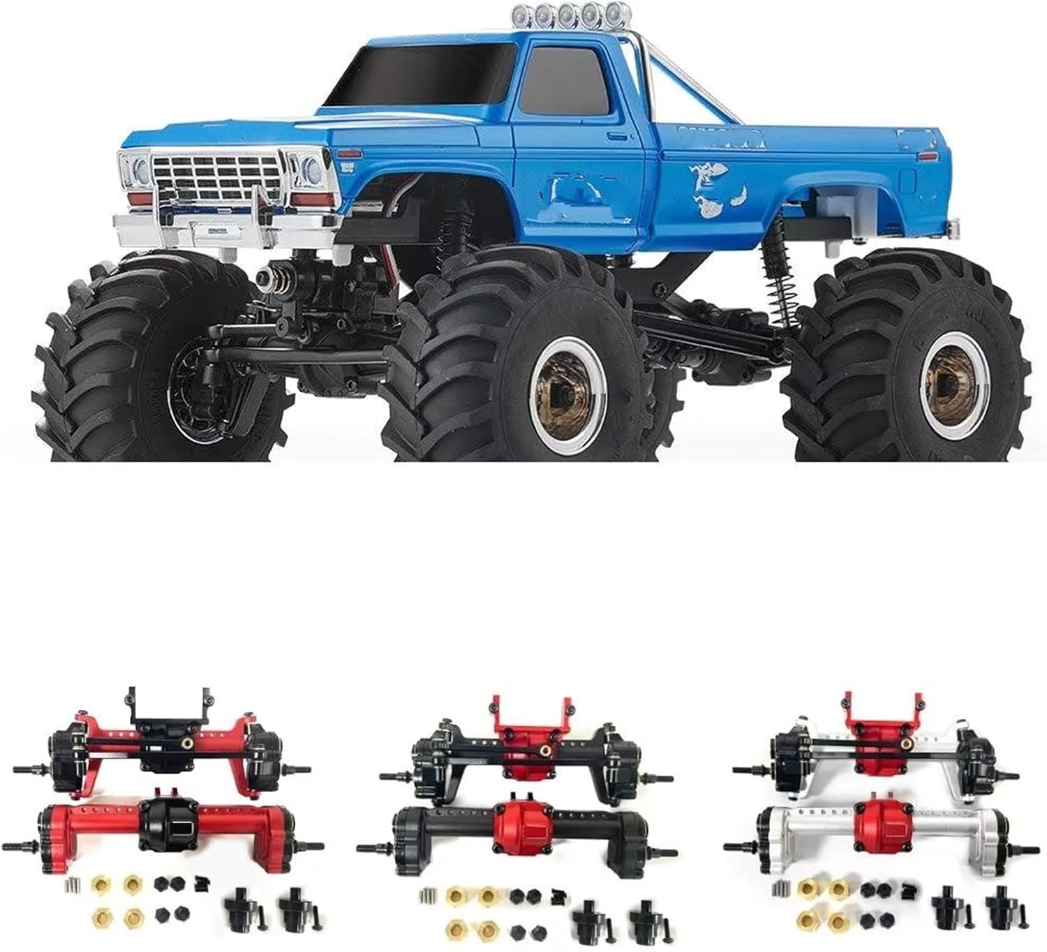 Compatible with FMS for FCX24 1/24 RC Crawler Car Upgrade Parts RC Replacement Accessories Front Rear Portal Axle Assembly RC Car Part Accessories(Silver)