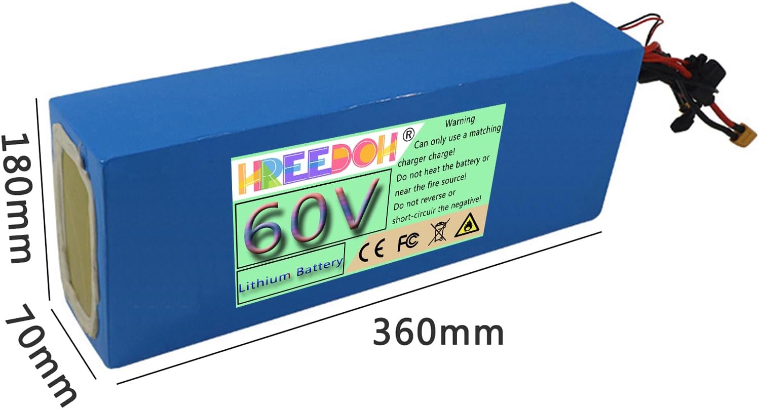 60 Volt Scooter Battery 60V Li-ion Battery 12AH 15.6Ah 18.2Ah 20Ah 23.4Ah 26Ah with Charger for 0-1560W Motor