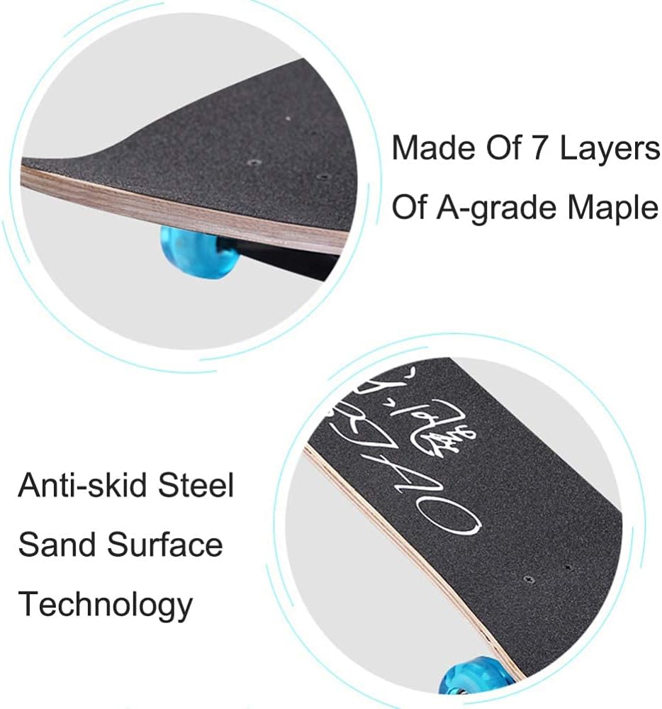 Skateboard 31 x 8 Inch Fun Printed Complete Skateboards 8 Layer Canadian Maple Wood Cruiser Skateboards for Beginners Kids Boys Girls Teens Adults