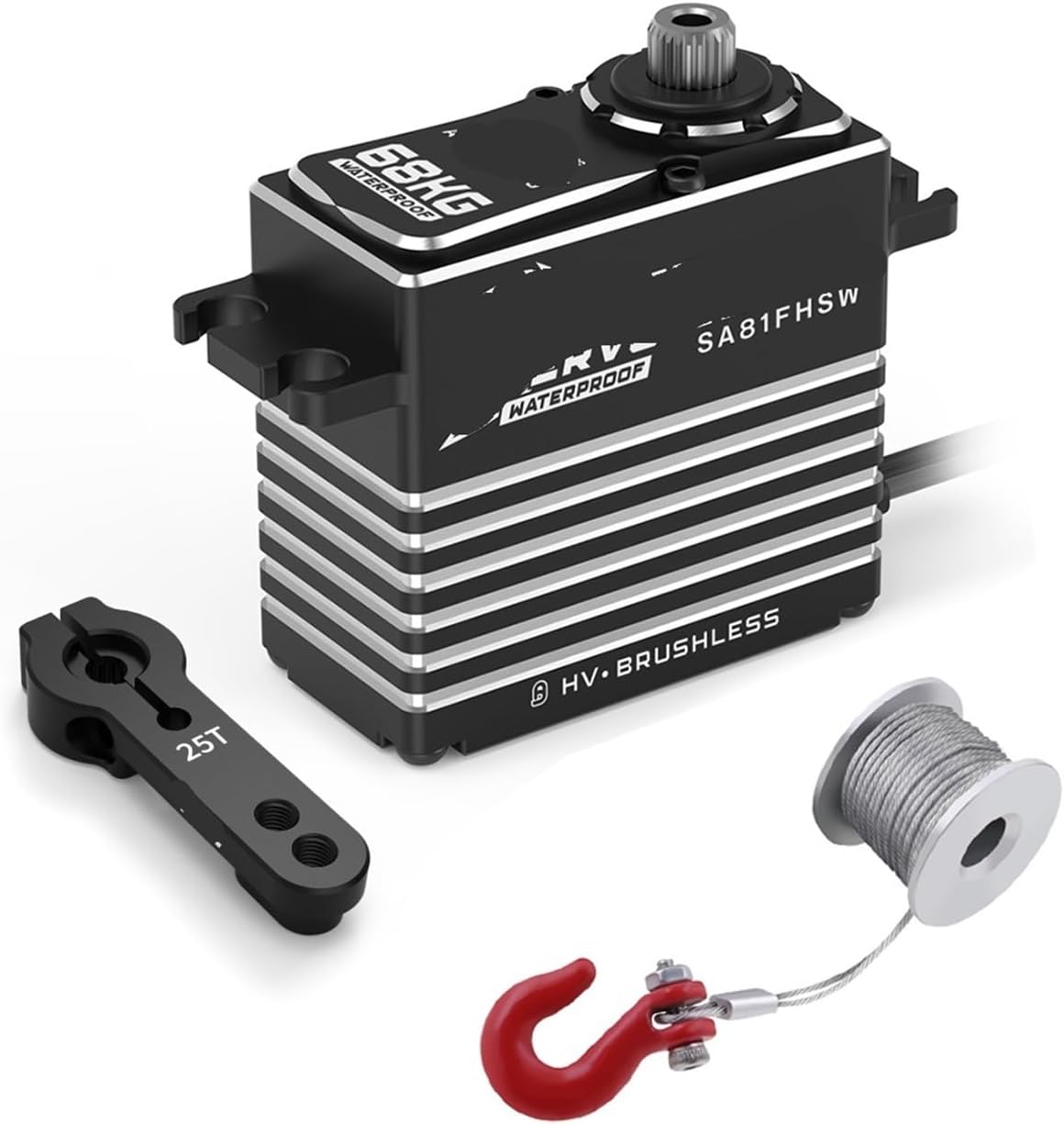 SA81FHSW 68KG Waterproof Monster Torque Steel Gear Brushless Large Intelligent High Voltage Digital Servo(Winch Mode Combo 2)