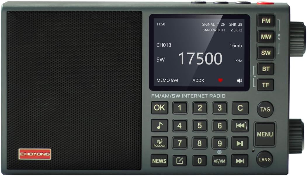 CHOYONG LC90 Mini Internet Radio | Wi-Fi/4G | FM/LW/MW/SW | BT 5.2 | 2500mAh Rechargeable Battery Power | Support TF Card & Earphone | Up to 40K Stations