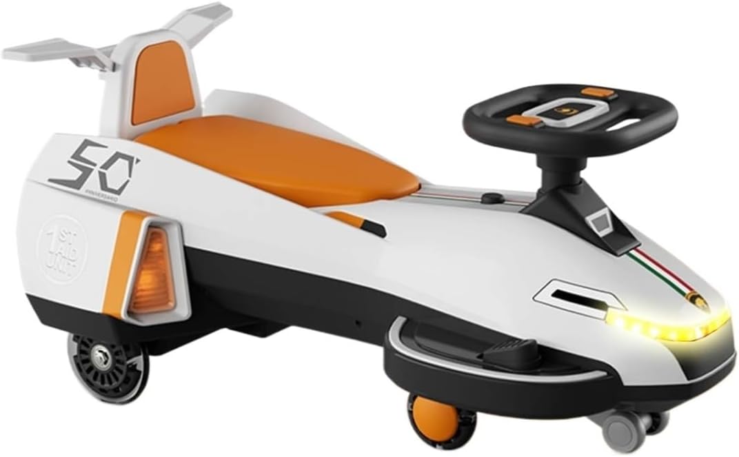 Wiggle Scooter Electric Swing Car with Pedals, 2 in 1 Swing Cars Ride with Music, Flashing Wheels, Enlarged Body