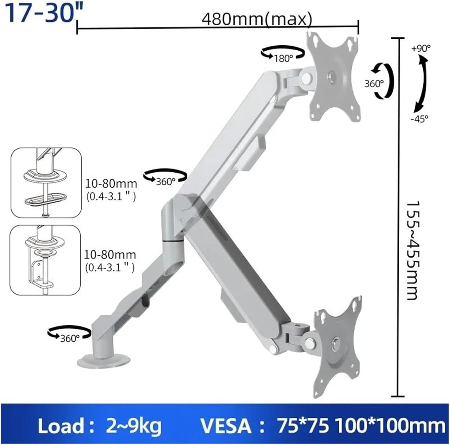 17-34 inch LED monitor stand M5(M5 Gray)