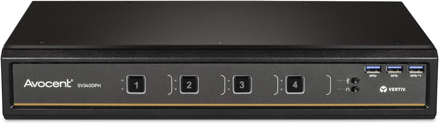 Vertiv SwitchView Desktop KVM, 4 Port, Single Head Monitor, Vertiv SwitchView Desktop KVM, KVM Switchbox, 4 Port, Dual Head Monitor, Universal Connector, TAA Compliant (SV340DPH-400)
