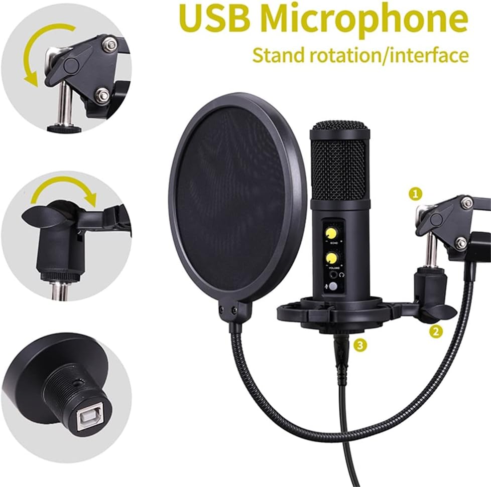 BM850 USB Microphone for Recording/Streaming/Gaming, Professional Microphone for PC/Laptop, Voice Volume Control