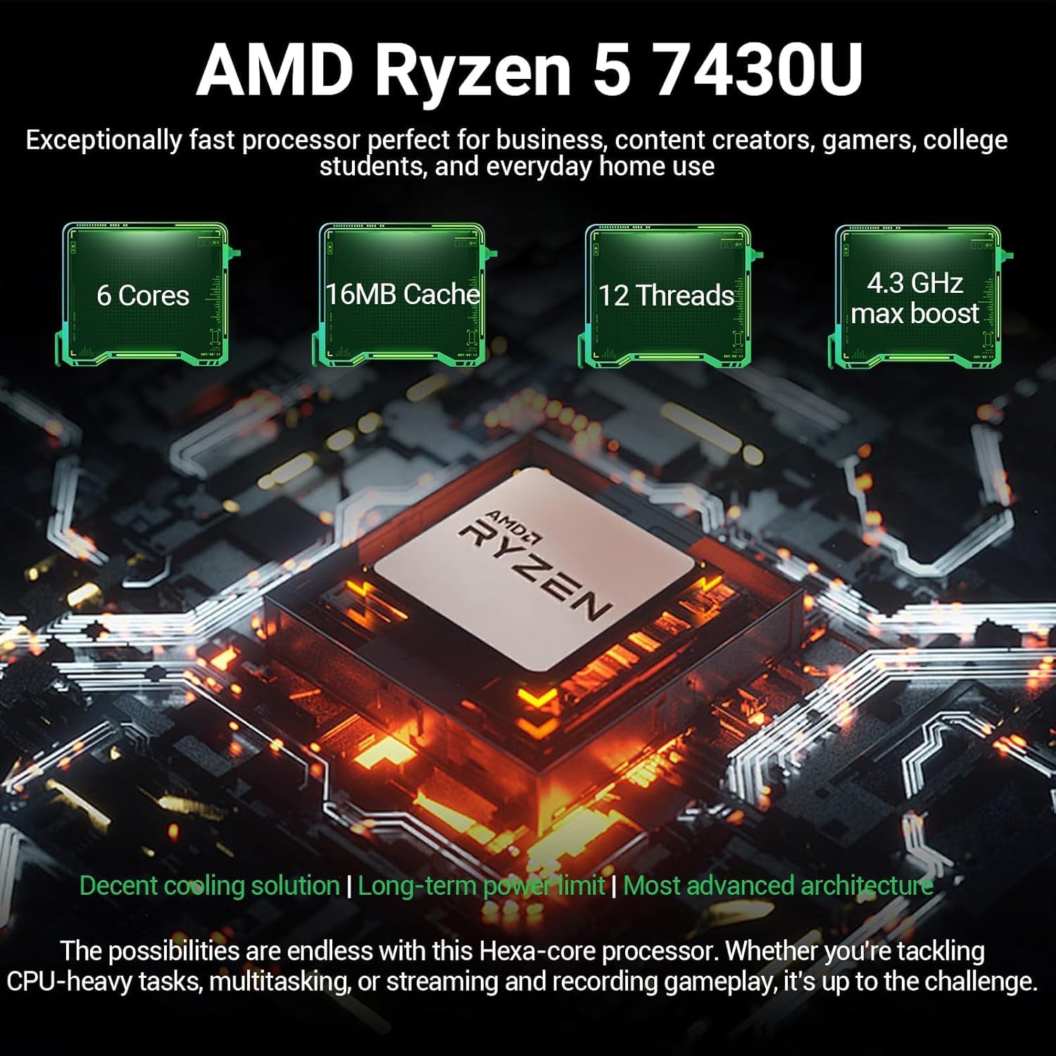 HP 17.3 Inch FHD Business Laptop with MS Office for The Web, AMD Ryzen 5 7430U (Beats Core i7-1355U), 16GB RAM, 756GB Storage(256GB SSD + 500GB External Drive), Windows 11, WOWPC 3-in-1, No Mouse