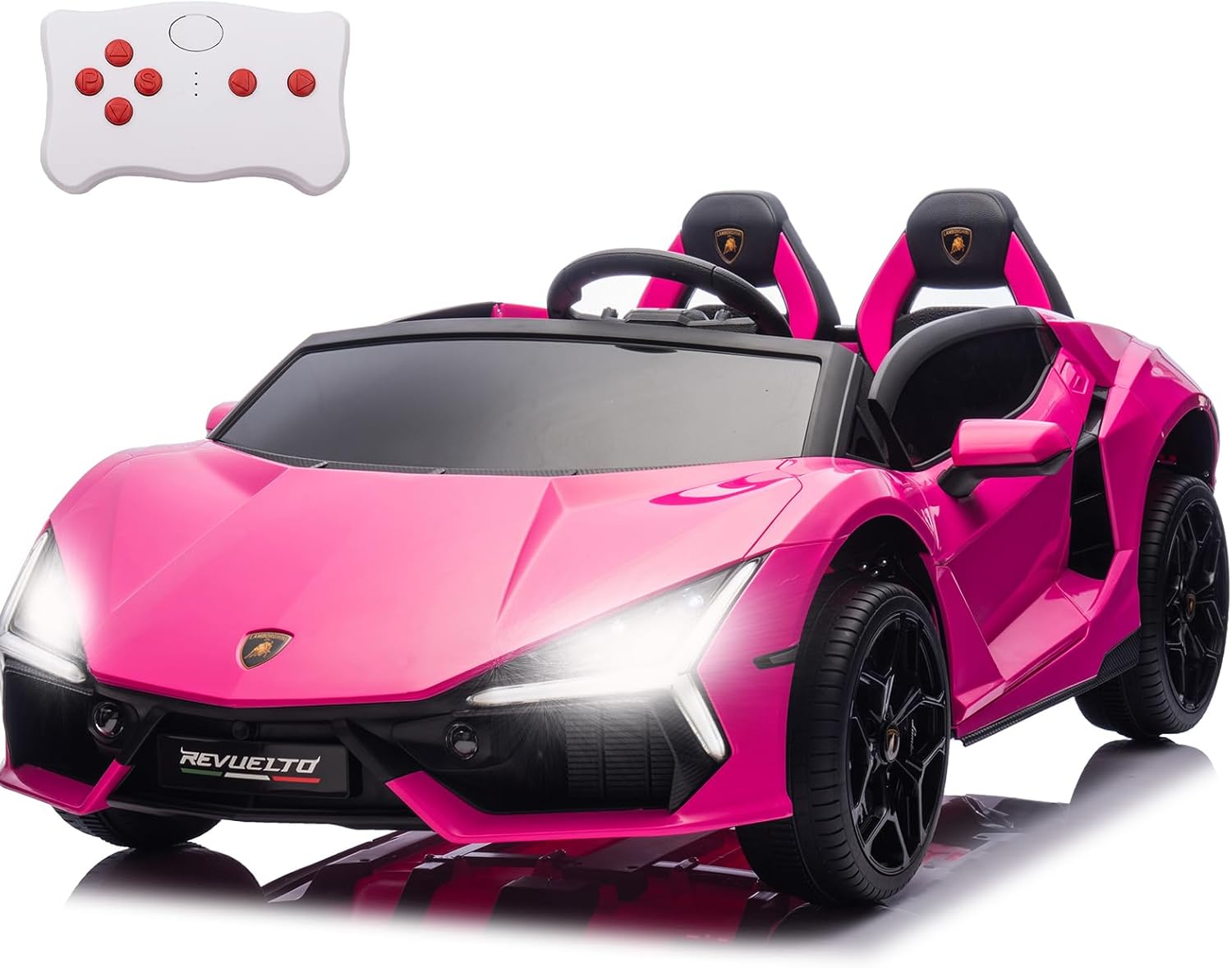 XXL 24V 8Ah 2 Seater Ride On Car for Kids, 4WD Licensed Lamborghini Electric Vehicle for Outdoor and Indoor for Big Kids Girls with Remote Control, Pink