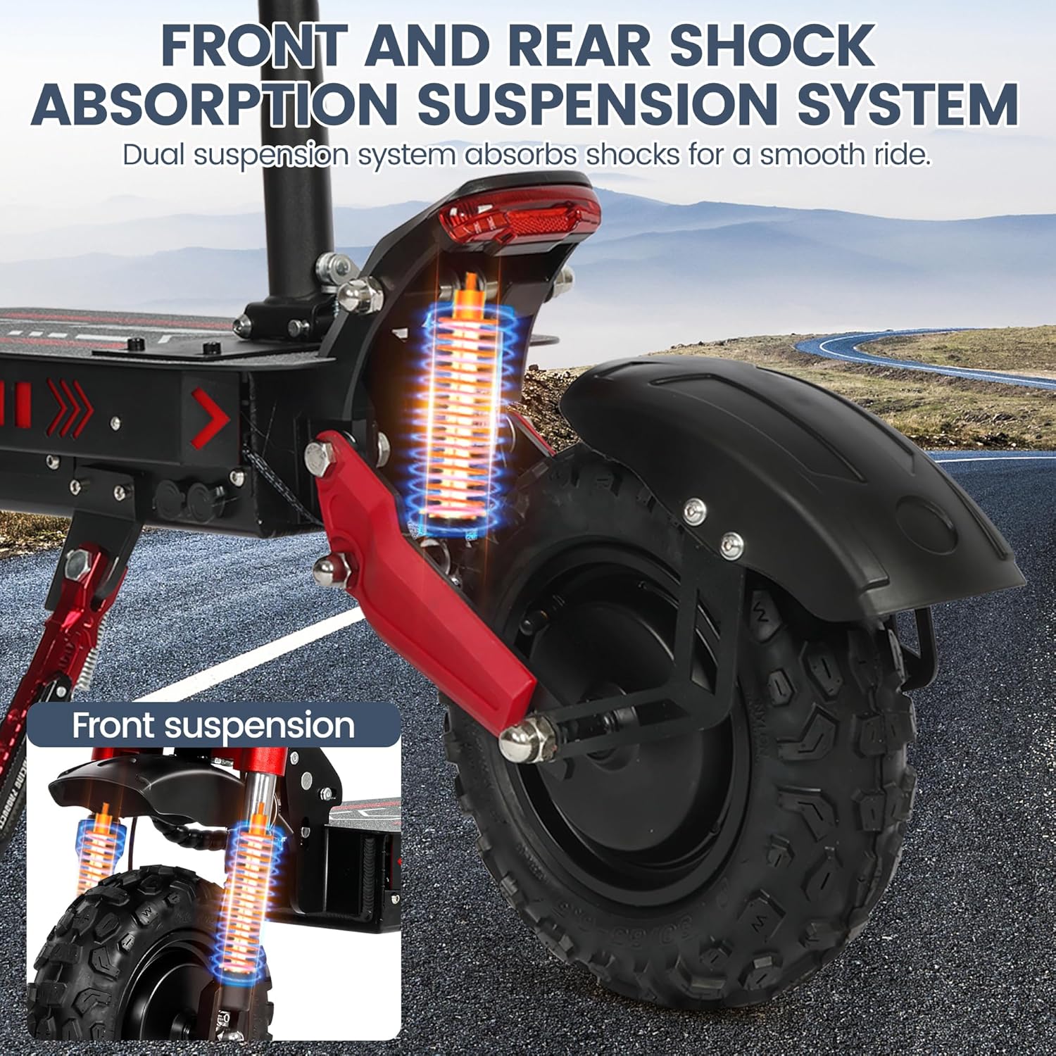 Adult Fast Dual Drive Electric Scooter, Dual Motors 5600 Watts 50 MPH, All Terrain 11'' Off-Road Tires w/Hydraulic Brakes Folding, Dual Suspension Seat Electric Scooter for Commuting and Adventure