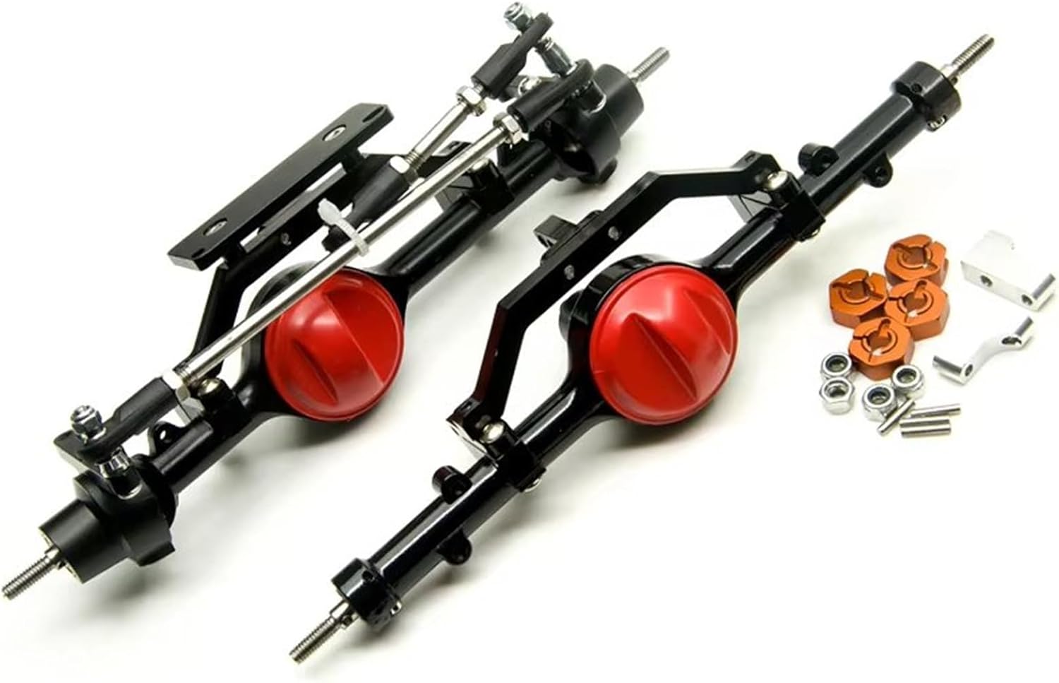 Compatible with Axial for SCX10 D90 D110 1:10 RC Car Upgrade Parts Spare Front Rear Axles Aluminum Complete Axle with Screws RC Car Part Accessories(Front and Rear)