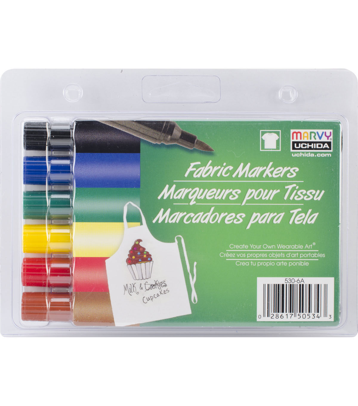 Marvy Uchida Fabric Marker Broad Tip 6 Pkg