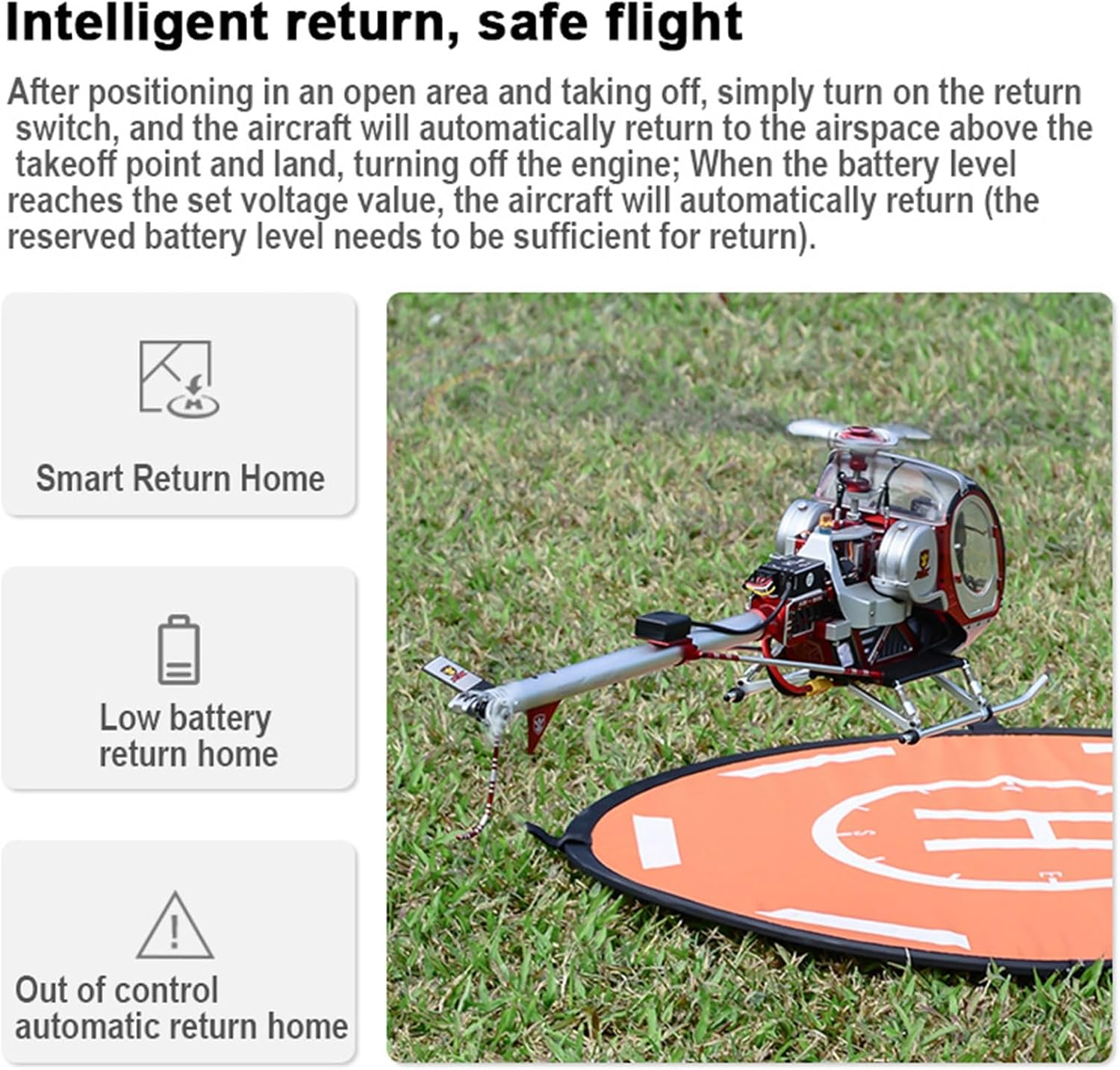 C300 2.4G Flybarless Remote Control Helicopter with 3-Rotor LED Lights & Openable Cockpit RC Aircraft Model Toy Gift for Adults Enthusiasts - 2 Battery(Red,Left-Hand Throttle)