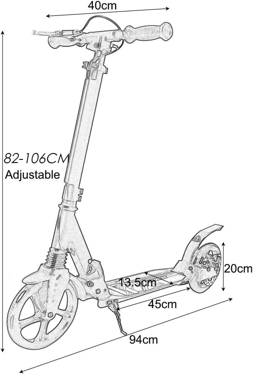 Scooter for Adults Big Wheels, Kick Scooter Adult Height Adjustable Scooters for Teens Hand Brake&Foot Brake City Scooter for Girls/Boys