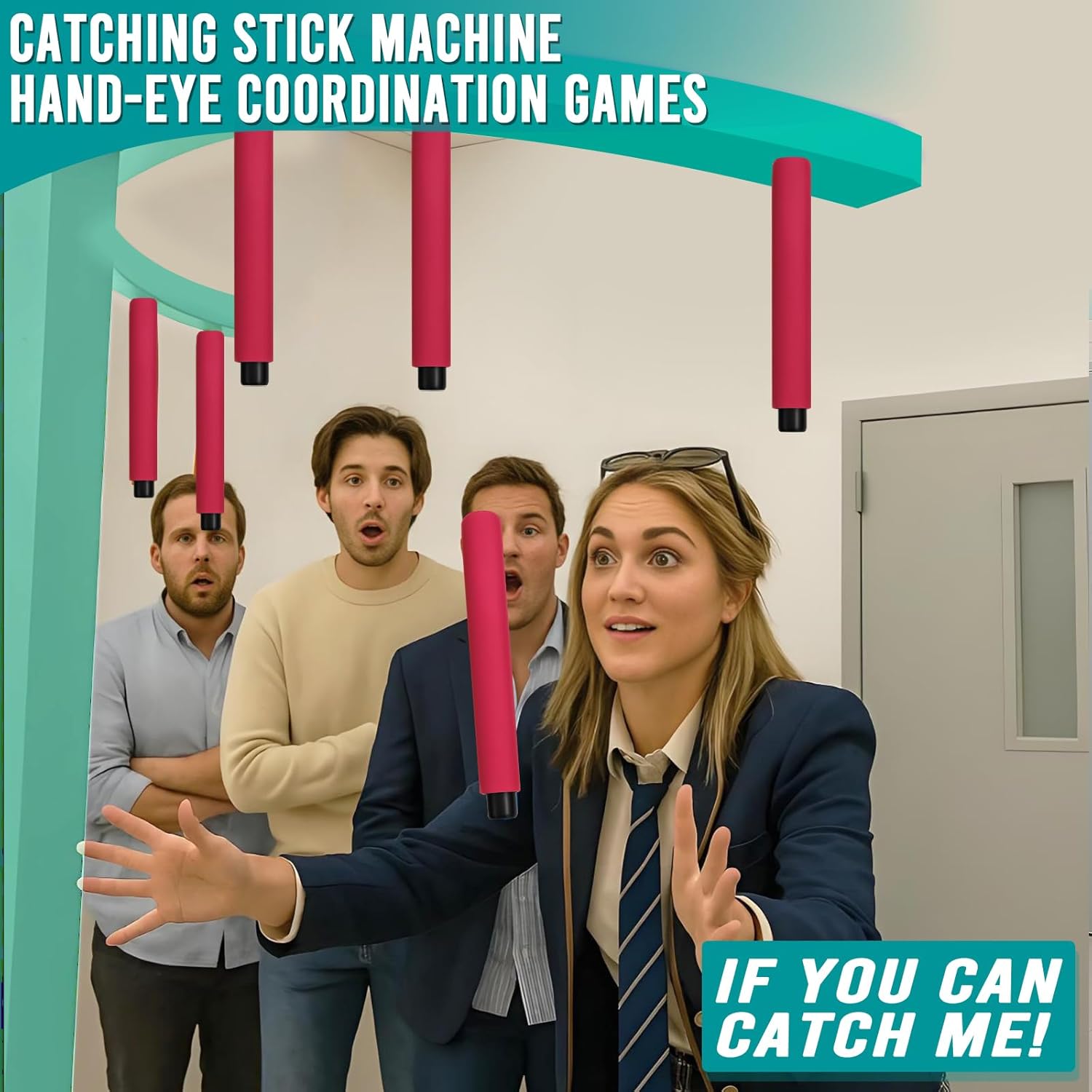Catch Stick Arcade Game Machine - Coin Operated Party Rental for Events, Carnivals, Bars, Hand Eye Coordination Training Catching Stick Game