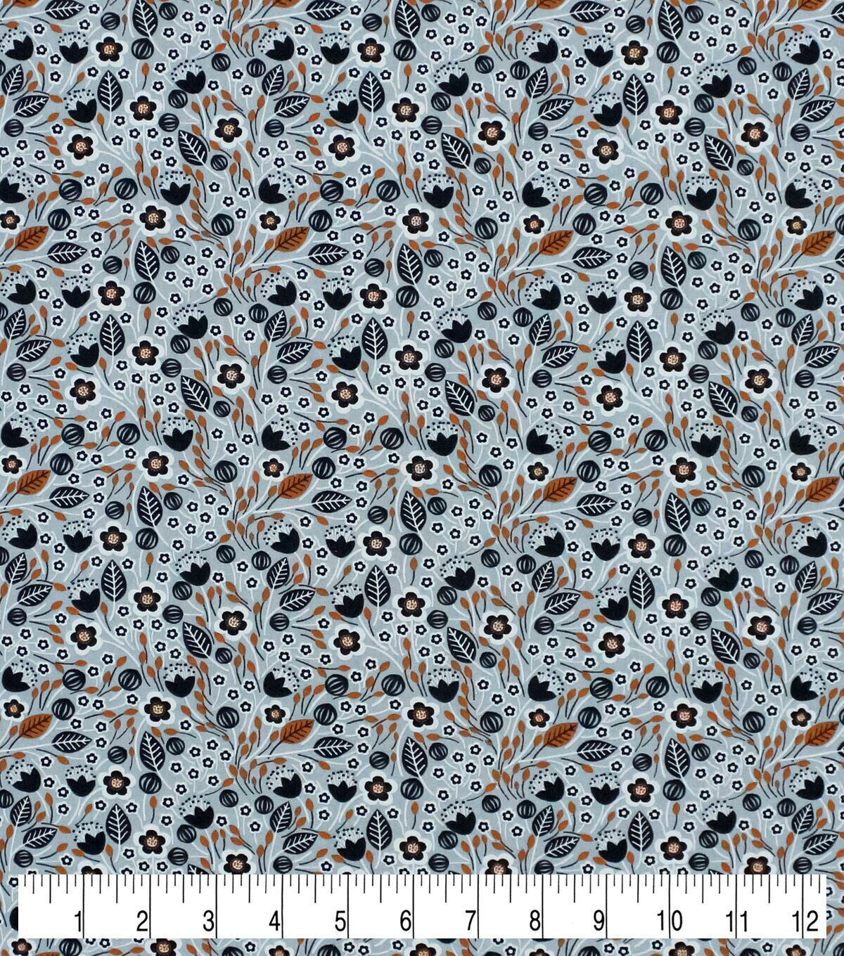 Brown Gray Mini Floral Harvest Print Cotton Fabric