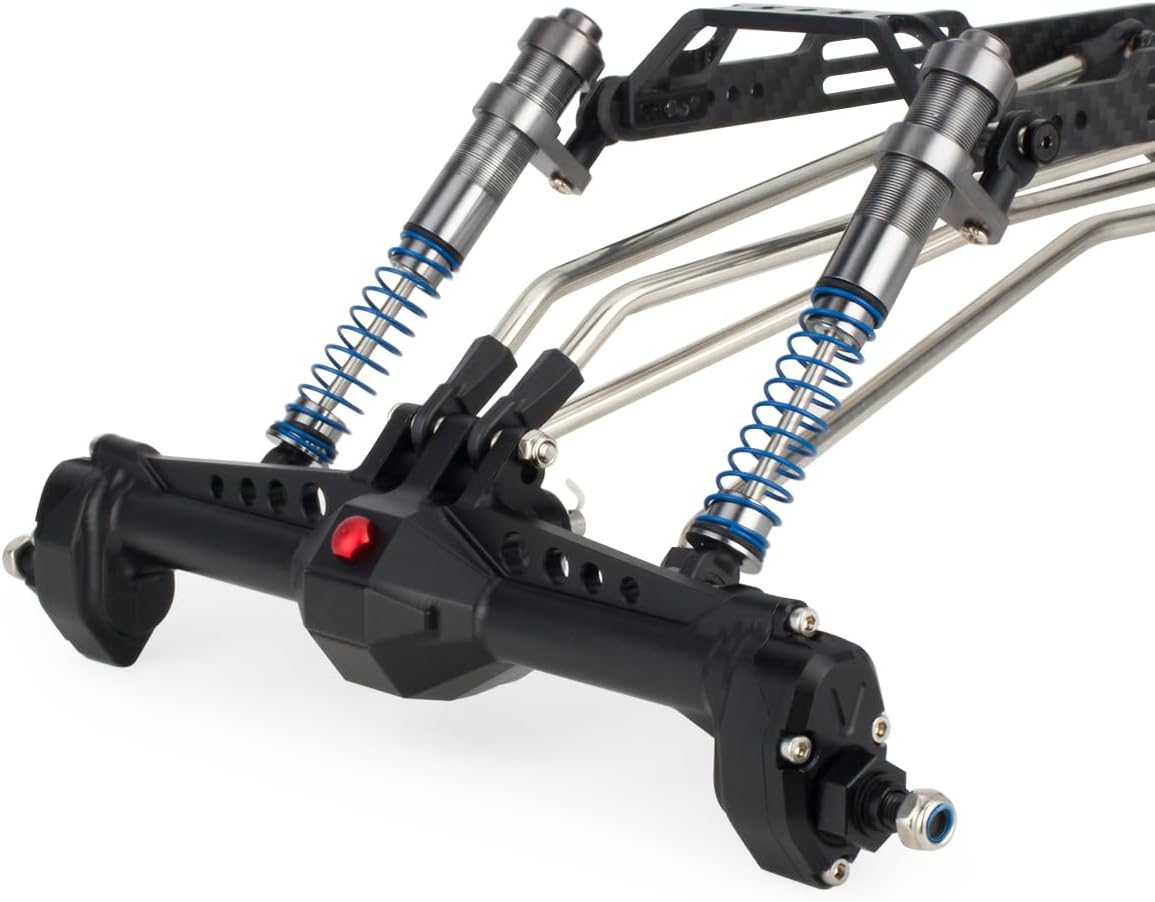 High Clearance Carbon Fiber LCG Chassis Kit with Transmission Shocks Absorbers for 1/10 RC Crawler Cheater Rigs SCX10 II (Full Chassis Kit)