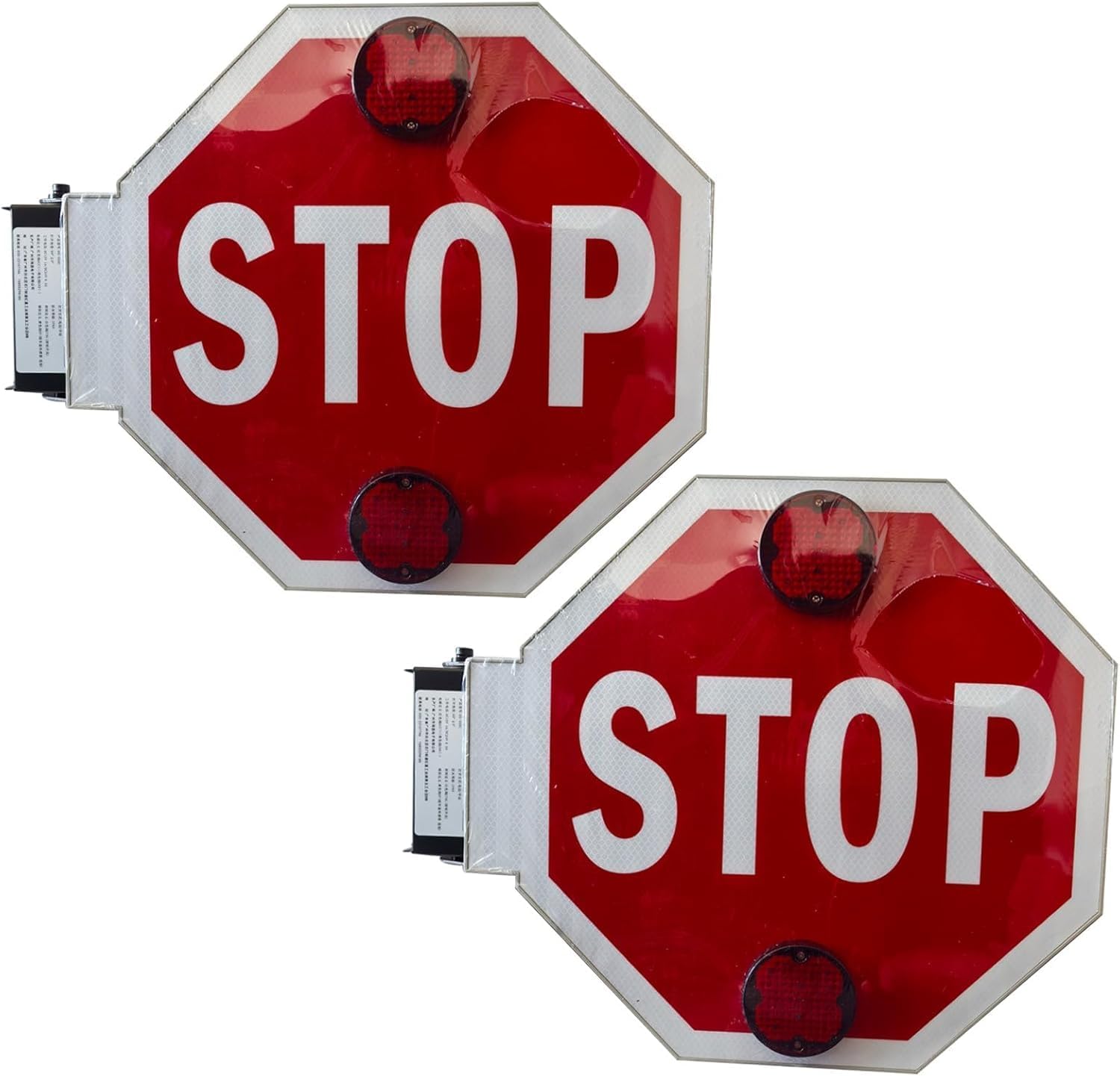 School Bus Stop Signs - Blinking LED Lights, Durable Aluminum Traffic Safety Signs, 24V, 2-Pack - Essential Warning for School Bus Parking and Child Safety