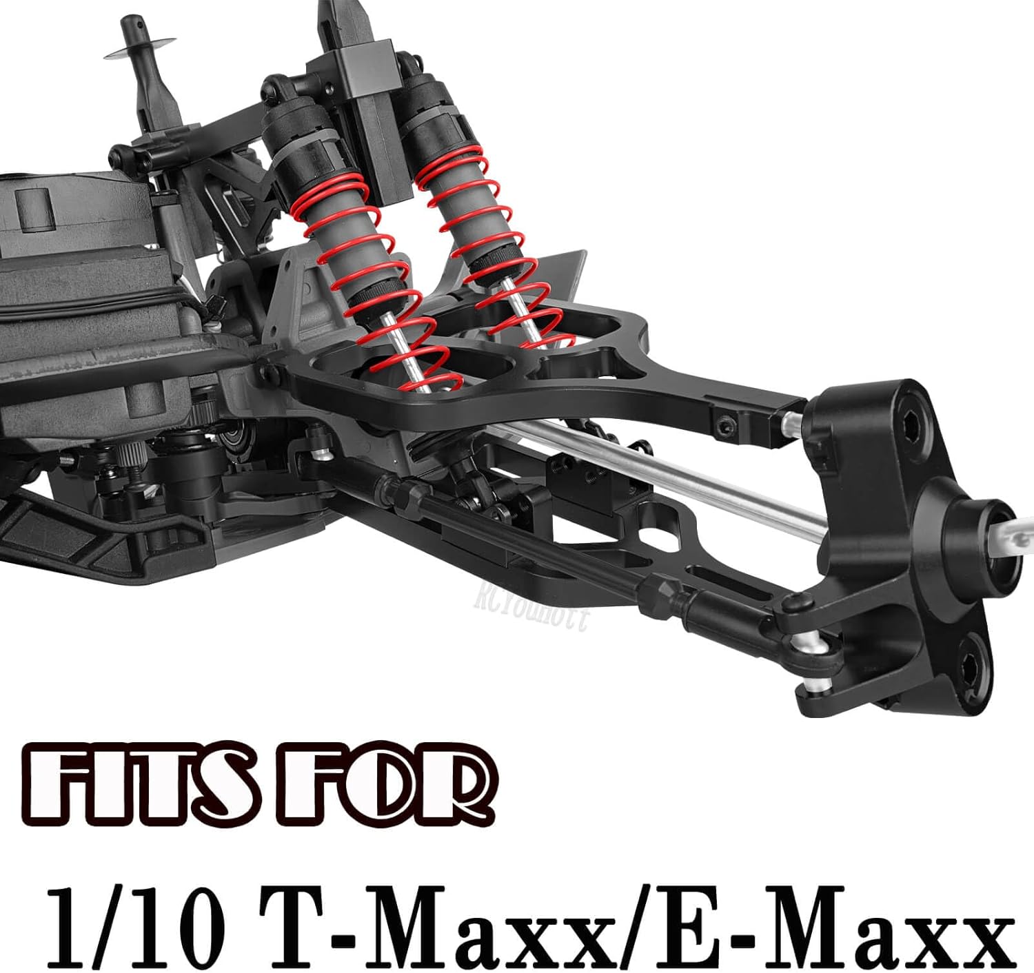 RC Alloy Suspension Arms&Steering Block Knuckle Arm&Shock Tower&Drive Shaft Axles&Push Rod Links&Steering Bellcranks Upgrades Part for 1/10 T-Maxx/E-Maxx,Driveshafts Hops Up,Black