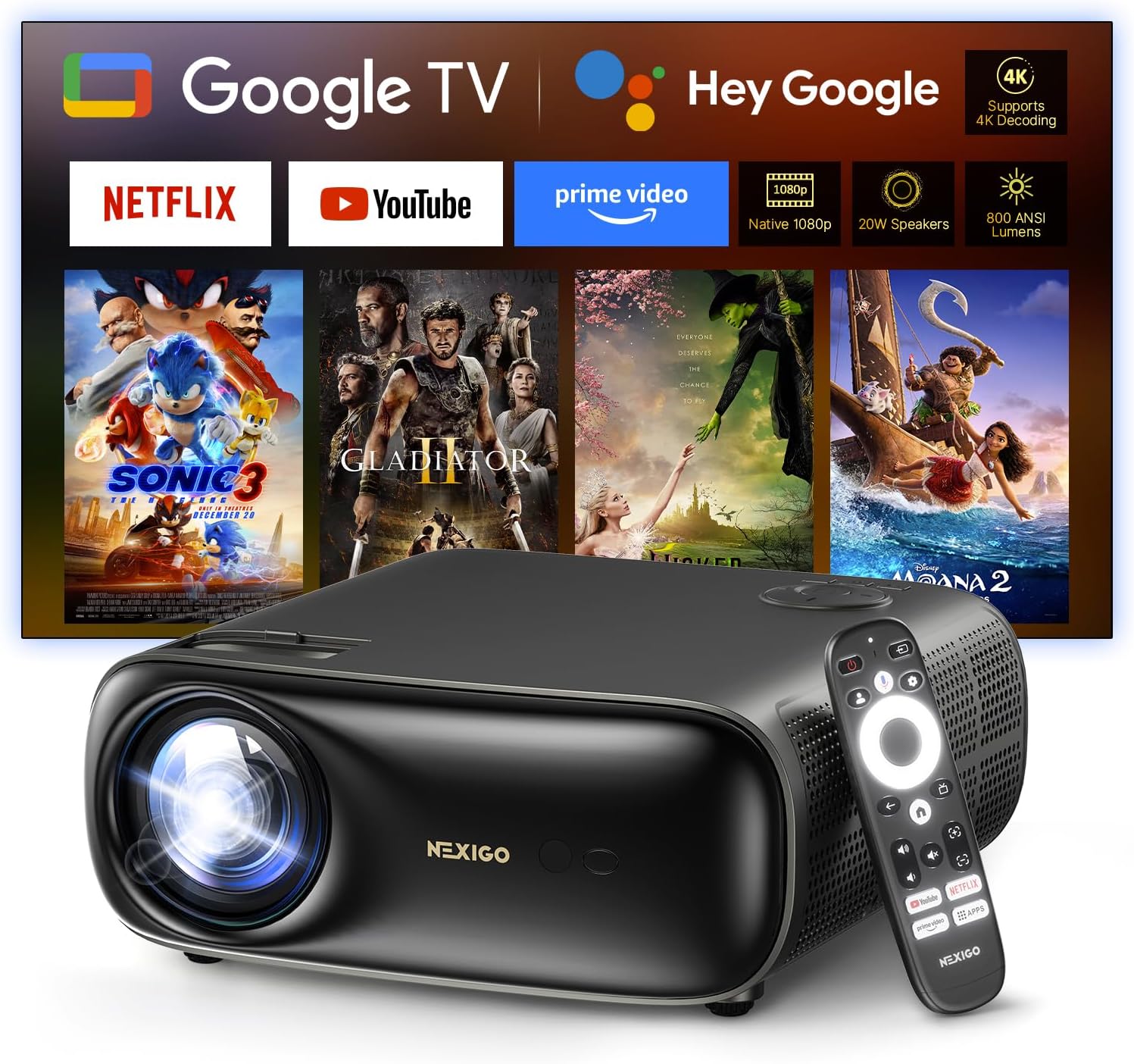 NexiGo PJ40 Pro Google TV Projector