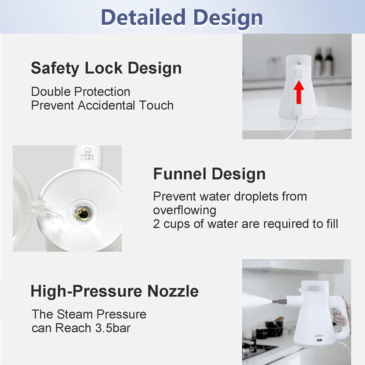 1000w Handheld Steam Cleaner, 3.5bar High Pressure Steam, 135℃ High Temperature Sterilization, Multifunctional Household Cleaning, 450ml Large Capacity Water Tank