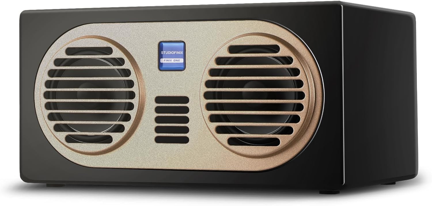 STUDIOFINIX Bluetooth Speakers Wireless Home Audio Speaker System 4 Inches 100W Wooden Retro Bookshelf Speakers with Bluetooth for Home, Party,Office(Black)