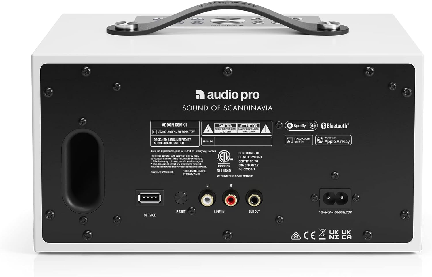 Audio Pro C5 MK II - Compact HiFi Stereo - Bluetooth, WiFi, AirPlay 2, Chromecast, Spotify Connect - Multiroom, Home, Office - White