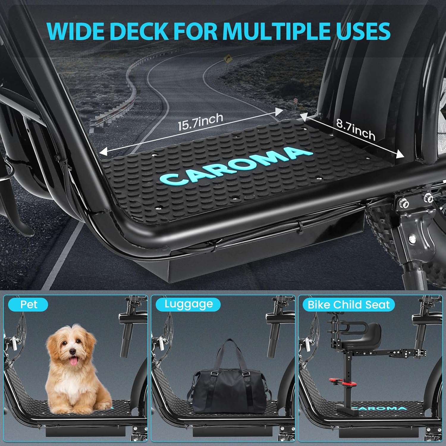 Caroma Electric Scooter with Seat for Adults, Max 30Miles Ranges&20Mph, 500/800/1200W Motor, 14/20