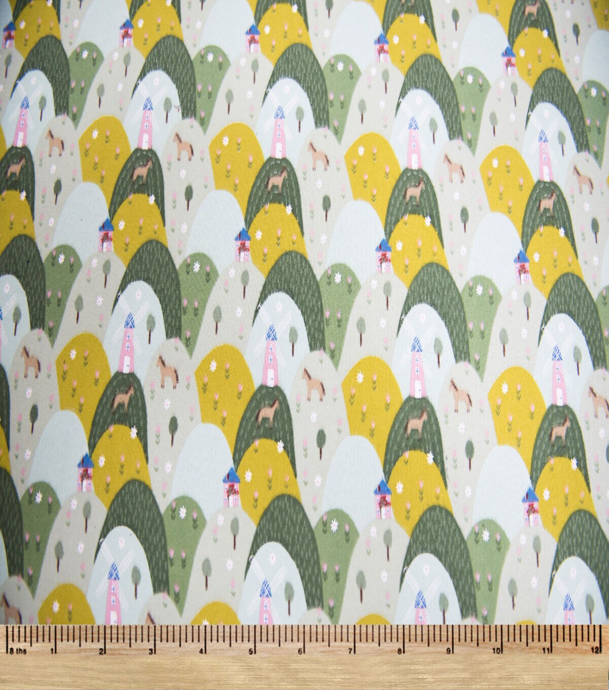Gray Windmill Mountains Super Snuggle Flannel Fabric