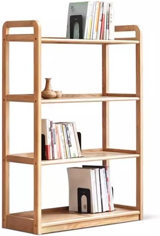 SABALON Small Bookcase Solid Wood Floor-Standing Storage Rack Bookshelf Simple Living Room Shelf Oak Flower Rack Storage Rack Book Shelves