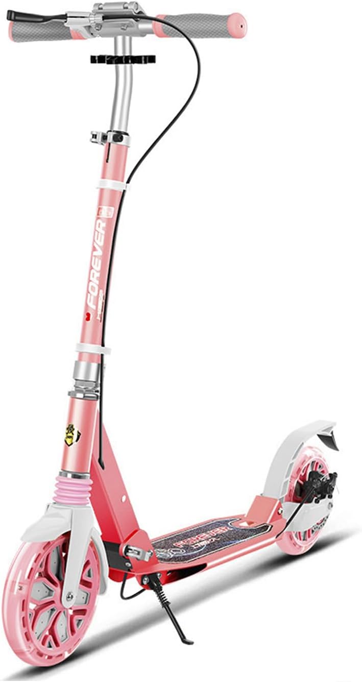 Folding Kick Scooter for Kids and Teens,2 Flash Wheels Scooter with 5-Level Adjustable Handlebar,Dual-Brake System,Aluminum Alloy Frame,Sports Scooter for Ages 8+,300Lb Weight Capacity