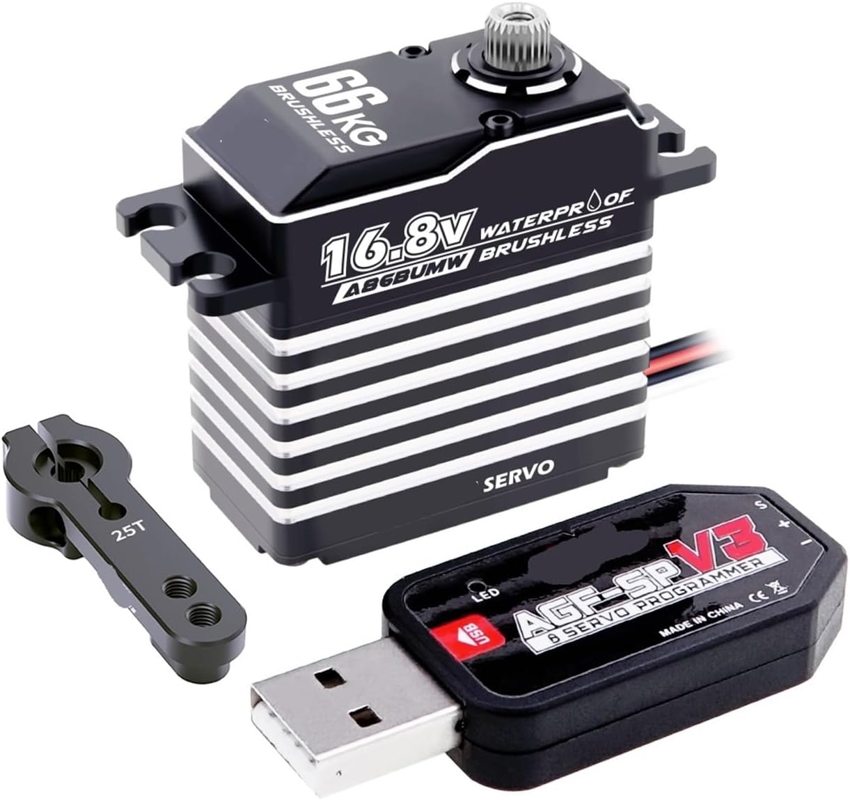 Waterproof A86BU Metal Gear 4S Lipo 16.8V 66KG High Torque Brushless Digital Steering Servo(A86BUMW set1)