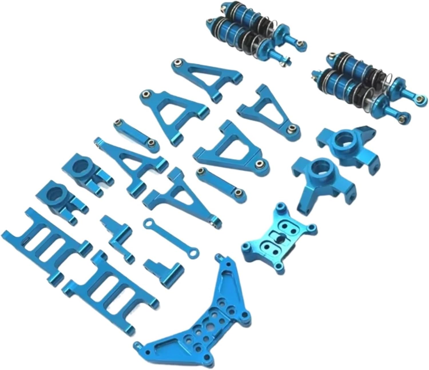 RC Upgrade Parts for MJX 14301 14302 1/14 Front and Rear Rocker Arm Steering Cup Shock Absorber Metal Upgrade Kit Remote Control Car Parts(Blue)