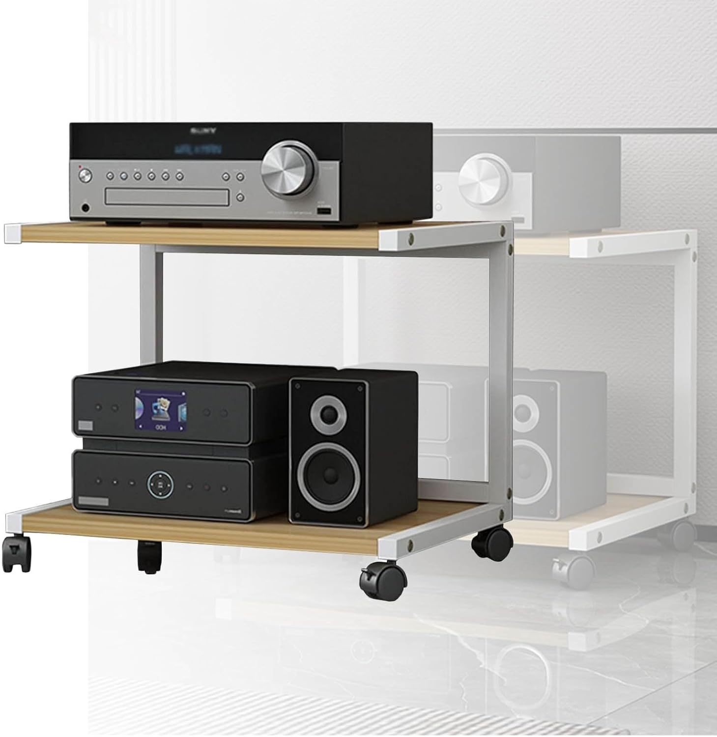 YLQFGUVWK 2-Tier AV Media Cabinet Stand Assembly Cabinet