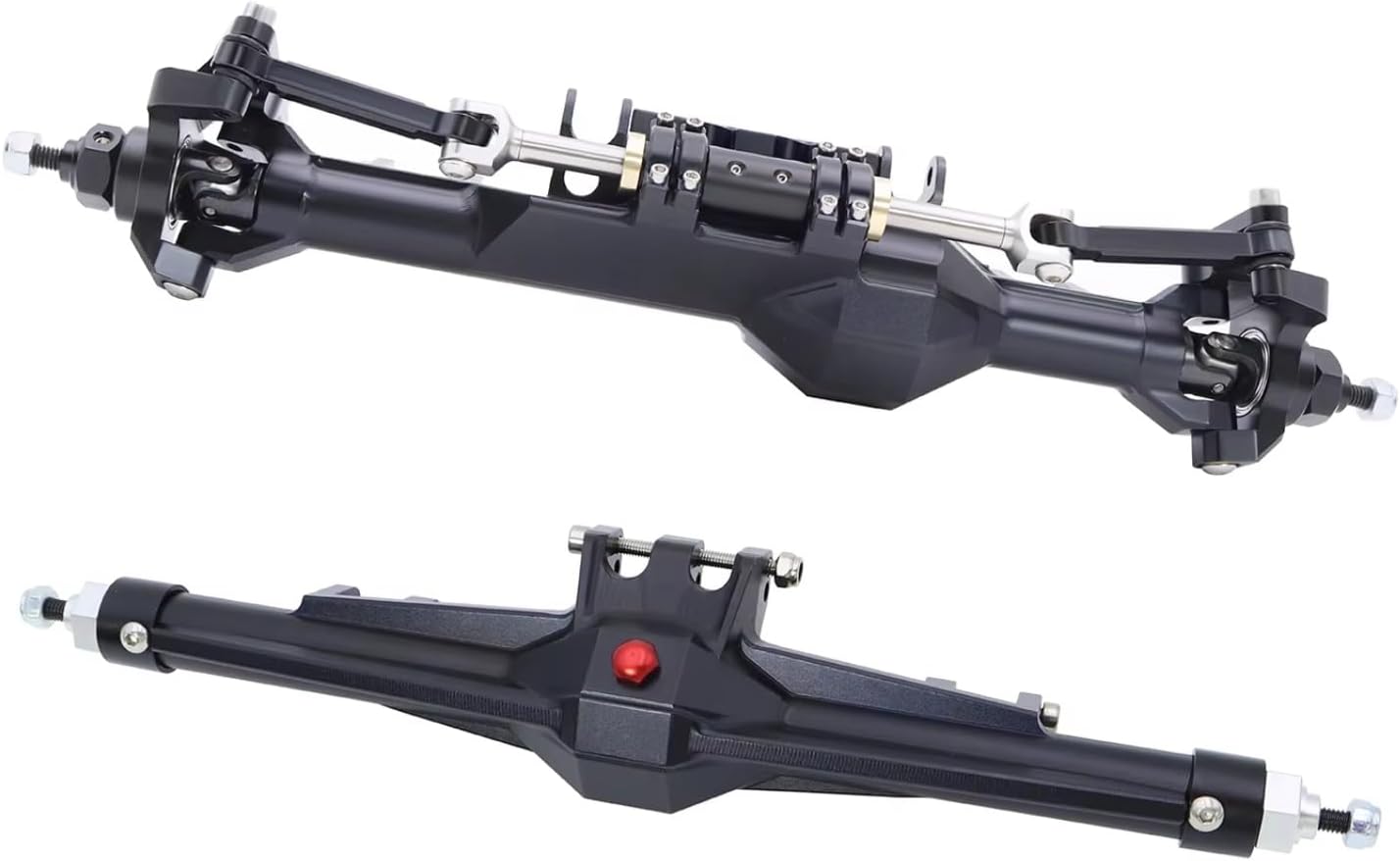 RC Axle Models For Vanquish H10 1/10 CNC Aluminum Front Rear Straight Axle Set Complete Axles RC Crawler Car Upgrade Parts Accessory(Black,1set)