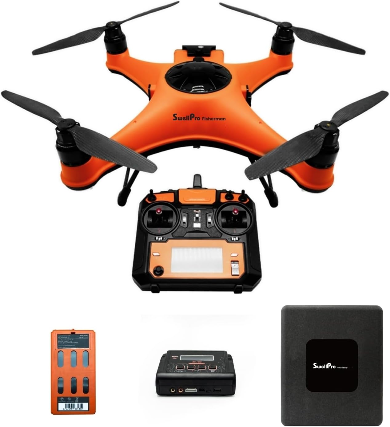 SwellPro FD1+ Fisherman Best Fishing Drone with Bait Release, 4.8 LBS Payload, 1.3KM Range, IP67 Waterproof, Auto Return & Flip, Self-floating, Entry-Level, No Camera Included