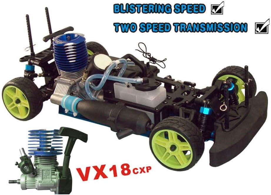 Nitro RC Cars for Adult 1/10 2.4G Professional Fast Drift Remote Control Car Two Speed Nitrogen Drive Truck 4WD 80KM/H Metal Chassis Gas Methanol Fuel Climbing Vehicle with Igniter (Black)