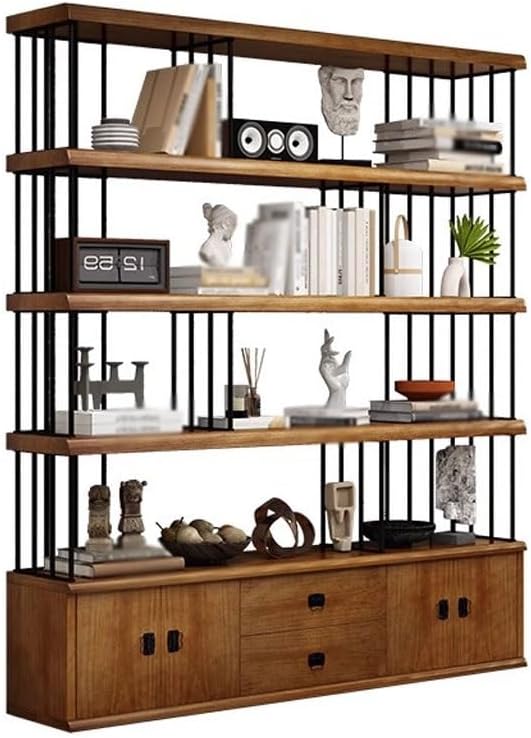ENGENDER Decorative Bookshelf Home Multi-Layer Solid Wood Bookcase Living Room Integrated Whole Wall Storage Bookshelf Floor Cabinet(M:160CM*35CM*200CM)